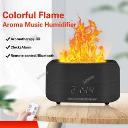 Humidificateurs Air Humidificateur avec haut-parleur Bluetooth 400 ml Effet de flamme 7 couleurs Diffuseur Perfume d'huile essentielle Air Humidificateur Y240422