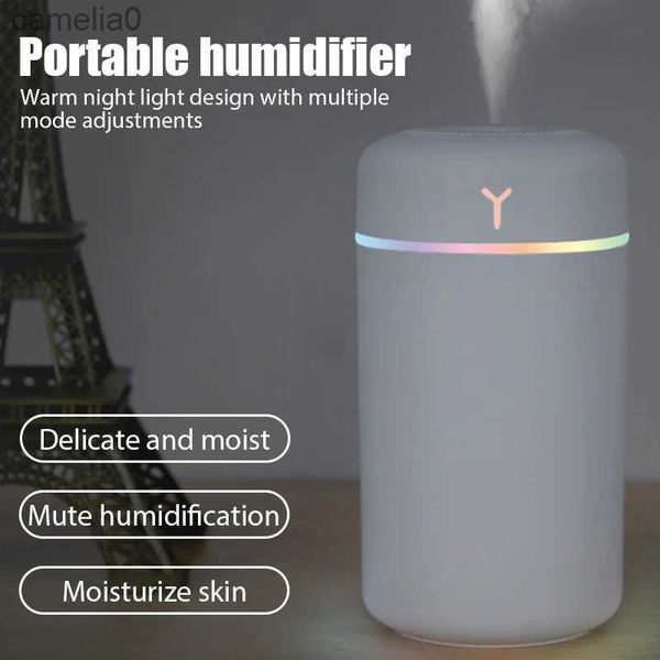 Humidificateurs Humidificateur d'air avec veilleuse colorée Portable 420ML diffuseur d'huile essentielle diffuseur de parfum USB pulvérisateur de brume fraîche PurifierL231226