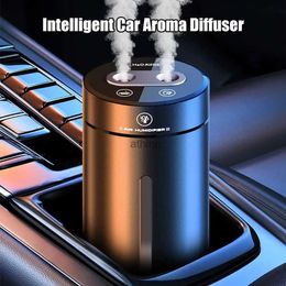 Humidifiers Car Air Humidifier Dual Outlet Aroma Diffuser With Night Light Essential Oil Diffuser Aluminum Alloy Air Freshener For Car T2E9 YQ240122