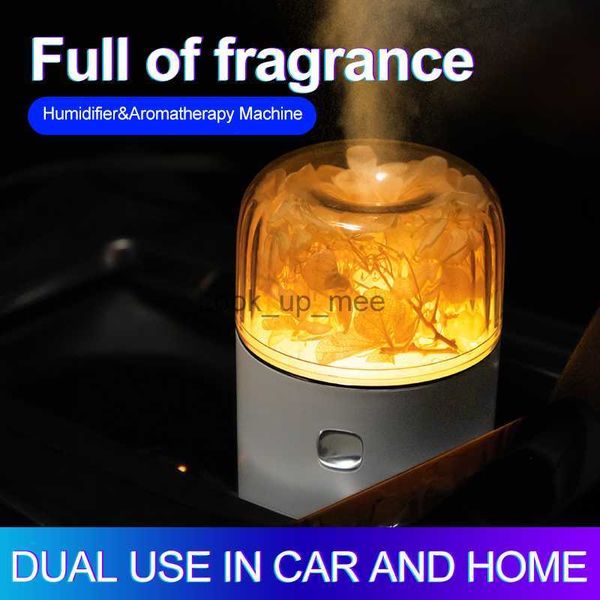 Humidificadores Difusor de fragancia de aceite esencial para automóvil Humidificador de pétalos para el hogar Purificador de aire automotriz Aromaterapia Sparyer con aire fresco LED YQ230926