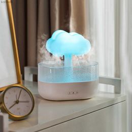 Luchtbevochtigers Cloud Rain-luchtbevochtiger Waterdruppel 200 ml Cloud Aromatherapie etherische olie-diffuser met diffuser met 7 kleuren LED-lichtL240115