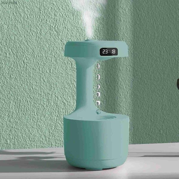 Humidificadores Humidificadores de niebla fría para dormitorio Humidificador de aire antigravedad de 800 ml con difusor de aceite de gota de agua Pantalla de reloj LED L240115