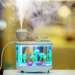 Humidificateurs Créatif aquarium humidificateur d'air diffuseur coloré veilleuse DC5V USB Mini brumisateur 460ML diffuseur d'eau muet pulvérisateur YQ230927