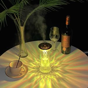 Humidificateurs Lampe en cristal humidificateur d'air couleur veilleuse lampe tactile avec fabricant de brume fraîche LED atmosphère décoration de la pièce lumières de la maison