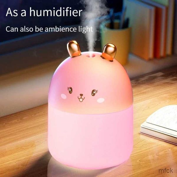 Humidificadores Lindo Conejo Humidificador de Aire Difusor de Aroma USB Mute Mist Maker para el Coche de Casa con Luces Nocturnas Coloridas Mini Humidificat