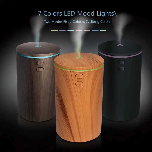 Humidificateurs DC 5V 100 ml Air humidificateur Bois Grain Ultrasonore Aroma Huile Diffuseur Couleur LED Portable Humidificador Car Difusor