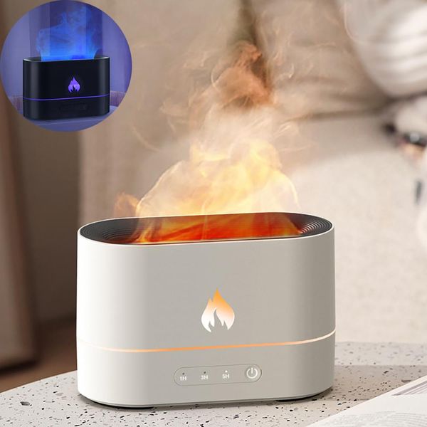 Humidificadores Difusor de humidificador de aire de llama Ultrasónico Cool Mist Maker Lámpara LED Difusor de aroma Difusor de aceite esencial Difusores de fragancia