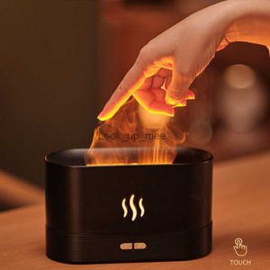Humidifiers Flame Effect Aroma Diffuser Air Humidifier Ultrasonic Cool Mist Maker Fogger Led Essential Oil Flame Lamp Sleep Atomizer YQ230927