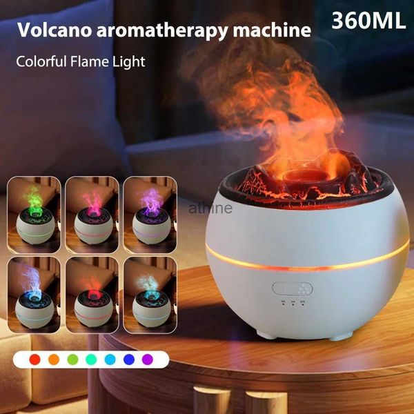 Humidificateurs Flamme volcan humidificateur d'air USB arôme diffuseur huiles essentielles diffuseur ultrasons brumisateur pulvérisateur veilleuse pour bureau à domicile YQ240122