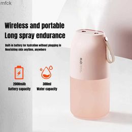 Humidificateurs Lampes à parfum 300 ml Double pulvérisateur Air Humidificateur 2000mAh USB Batterie rechargeable Arôme sans fil brume brouillard Diffuseur Light Umidificador