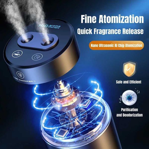 Humidificadoras Lámparas de fragancia 380ml Vehículo de pulverización doble Humidificador Humidificador USB Mini Difusor de aceite con luz de ánimo Humidificador de aroma de automóvil inalámbrico