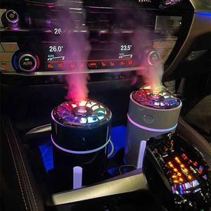 Bevochtigers geurlampen draadloze auto -vochtiger met roteerbare bovenklep 360 ml oplaadbaar/USB auto luchtbusbusbus luchtverfrisser met kleurrijk nachtlampje