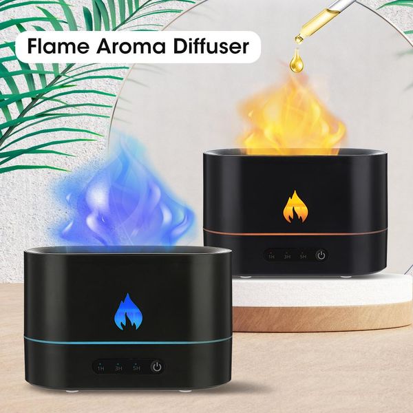 Humidificateurs Diffuseur d'arôme de flamme à la maison, lampe muette, nébuliseur d'aromathérapie ultrasonique, humidificateur d'air, diffuseur d'huile essentielle USB, brouillard d'eau