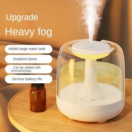 Humidificateurs Humidificateur 440 ml Small Home Aromatherapy Machine 2-en-1 Chambre silencieuse grande capacité Purification d'air Mini Lumière Night Light Y240422