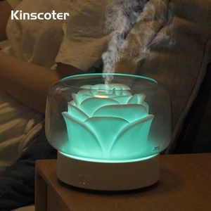 Humidificateurs Kinscoter 400 ml Arôme de fleur Diffuseur Générateur de brume électrique Aromathérapie Huile essentielle Airmidificateur pour les cadeaux de vacances Y240422