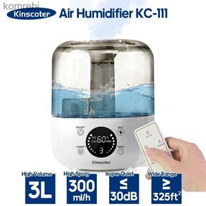 Humidificadores KINSCOTER Humidificador de aire Enchufe de pared 220V 110V Humidificador eléctrico Gran volumen de niebla 3L Difusor de aroma Control remoto TimerL240115