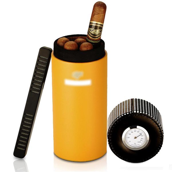 Humidificateurs en cuir voyage Humidor cigare box cèdre bois portable cigare cigare jar w / humidificateur hygromètre Humidor box fit 5 cigares