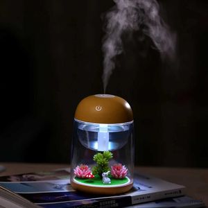 Humidificateurs Mini humidificateur à brume Portable, humidificateur d'air Transparent Micro-paysage, diffuseur de pulvérisation avec lumières LED pour la maison