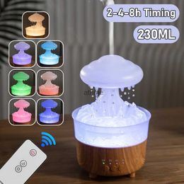 Humidificadores Humidificador de Nube de Lluvia de Hongos Humidificador de Gota de Lluvia 2/4/8 h Temporización Luz Nocturna Colorida Difusor de Aceite Esencial Regalos para el Dormitorio en casa YQ240122