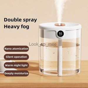 Humidificateurs Le plus récent humidificateur d'air à Double buse 2L avec affichage d'humidité LCD diffuseur d'huile essentielle d'arôme de grande capacité pour la maison YQ230927