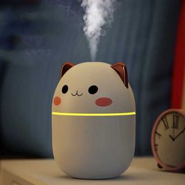 Bevochtigers draagbare 200 ml luchtbevochtiger schattige kawaii aromatische diffuser met nachtlicht en koude mist geschikt voor slaapkamer huishouden en autorurifiers y240422