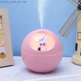Luchtbevochtigers Draagbare luchtbevochtiger Mini aromatherapie olieverspreider Schattig konijn USB Ultrasone verstuiver Mute Humidificador met kleurrijke lamp Q230901