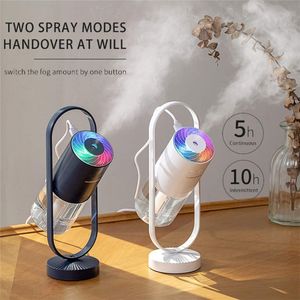 Humidifiers Portable Mini Humidifier 200ml Cool Mist 360 Degrees Rotating Desktop Atomizer Hydrating Device LED Night Light Air Humidifier 230427