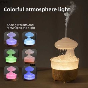 Humidificateurs Cloud de pluie humidificateur avec lumière nocturne pluvieuse de chute d'eau sonore 7 couleur usb mue brume huile diffuseur aromathérapie