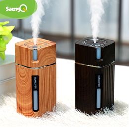 Bevochtigers Saengq elektrische bevochtiger aroma oliediffuser Essentiële ultrasone houtkorrel luchtbevochtiger USB Mini Mist Maker LED Light 230427