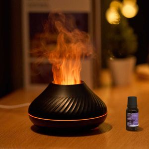 Humidificateurs Humidificateur de flamme de simulation diffuseurs de parfum de veilleuse colorée 130 ml humidificateur d'air portable diffuseur d'arôme de flamme volcanique