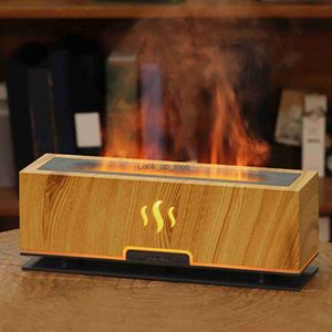 Humidificateurs Simulation flamme humidificateur silencieux arôme diffuseur pour Yoga cadeau salon brun clair YQ230927
