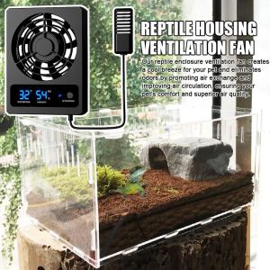 Bevochtigers slimme koelventilator voor reptieltank met LED -display ventilatieventilator voor reptielenbehuizingontvochtiger voor regenwoud terrarium