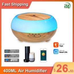 Humidificadores Smart Wifi 400ml Humidificador Humidificador Inalámbrico LED LED NIGHT Night Aromaterapia Mist Difusor Control de la aplicación Control de voz