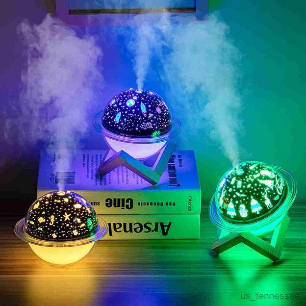 Umidificadores Starry Sky Projection Lamp Air Humidifier Aromatherapy Difusor for Room Holiday Gift USB Ultrasonic Aroma Humidificador R230615