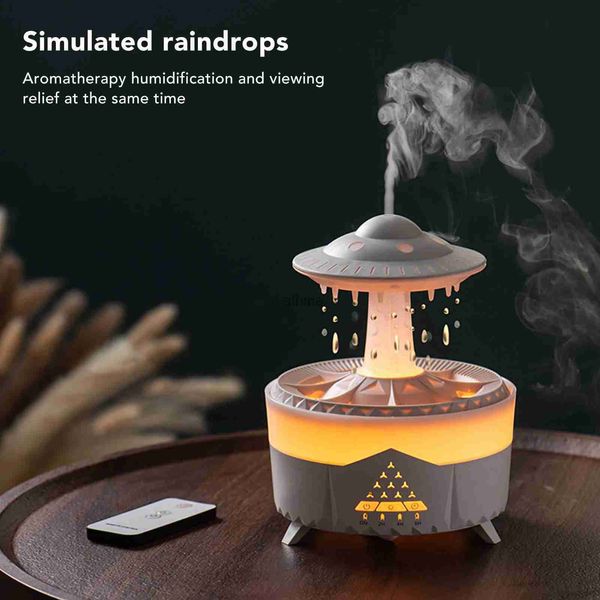 Humidificadores UFO Humidificador de gota de lluvia con luces de colores Control remoto Temporización Gota de agua Humidificador de aire Humidificador de aroma 100-240 V YQ240122