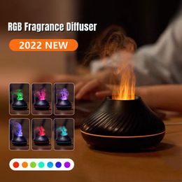 Humidificateurs USB Air Aroma Diffuseur Ultrasons Cool Mist Maker Fogger Coloré LED Huile Essentielle Flamme Lampe 221109