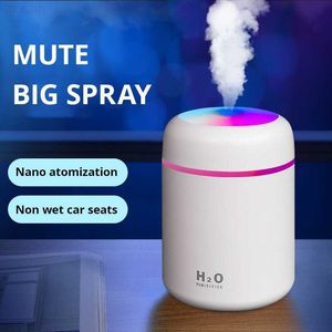 Humidificadores USB Cool Mist Sprayer Portátil 300 ml Humidificador de aire eléctrico Aroma Difusor de aceite con luz nocturna colorida para el hogar Coche L230914