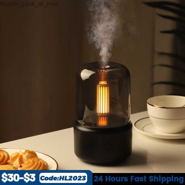 Humidificateurs Diffuseur d'arôme de flamme volcanique lampe à huile essentielle 130 ml USB humidificateur d'air portable avec veilleuse de couleur brumisateur LED Q230901