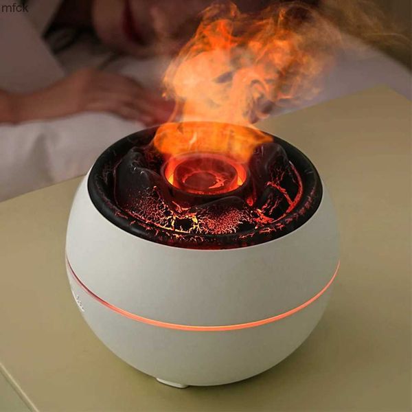 Humidificateurs Volcano feu Flame Air Humidificateur Arôme Diffuseur Huile Home Ultrasonic Maker Maker Geleffish Fragrance Fogger Night Light