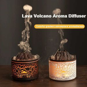 Humidificateurs Volcano Flame Air Mini Humidificateur Diffuseur aromatique Huile essentielle avec télécommande Les méduses adaptées au parfum de ménage FOG Y240422