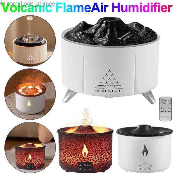 Humidificateurs Diffuseur de flamme volcanique Humidificateurs Humidificateur d'air portable à faible bruit Diffuseur d'huiles essentielles avec télécommande pour le yoga à la maison Q230901