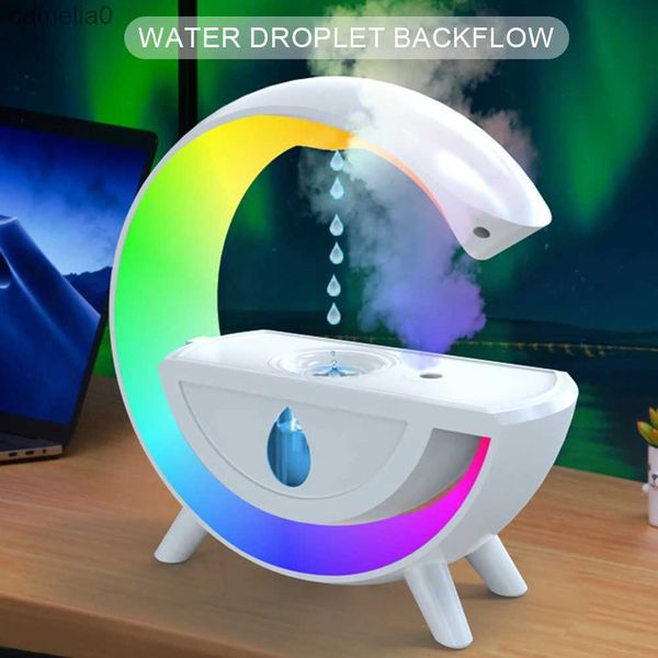 Humidificadores Humidificador de aire con gotas de agua, luz nocturna RGB antigravedad, máquina de aromaterapia creativa, difusor de niebla para el hogar, regalos geniales para vacaciones L231226