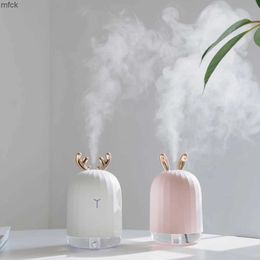 Humidificateurs White Deer Air Humidificateur Diffuseur d'aromathérapie ultrasonique avec un mini diffuseur d'huile USB LED LED coloré pour la voiture