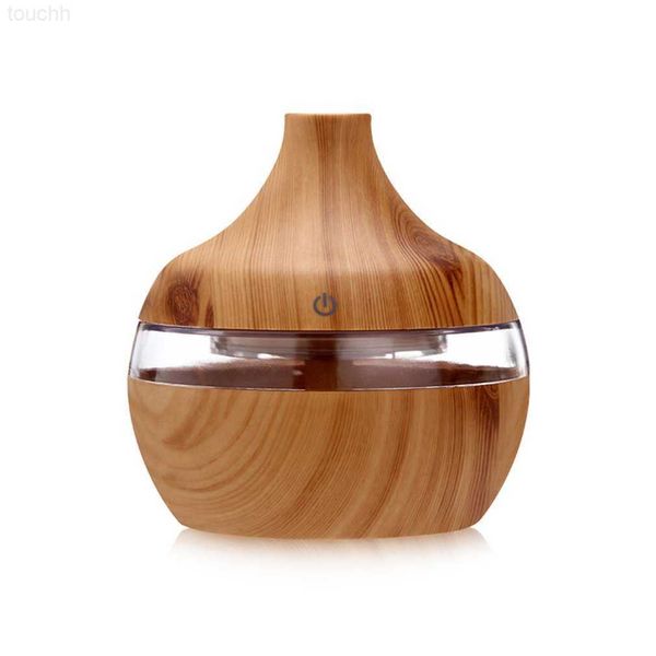 Humidificateurs Diffuseur d'aromathérapie d'huile essentielle de Grain de bois USB chargeant l'humidificateur d'air à la maison purifient le fabricant apaisant de brume de veilleuse de LED L230914