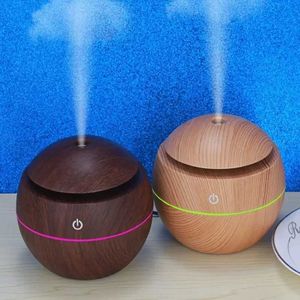 Humidificateurs vase à grain de bois, diffuseur USB, pour voiture, bureau, maison, veilleuse colorée, humidification silencieuse