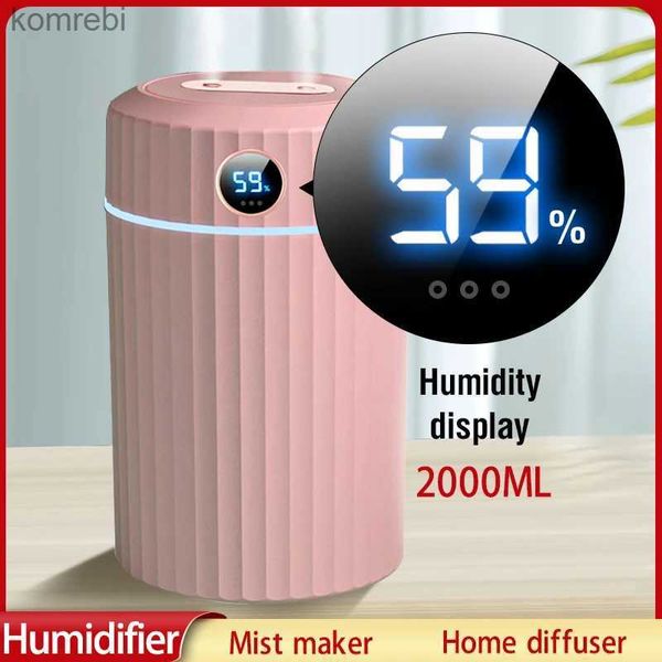 Humidificadores Youpin Humidificador de aire Difusor Doble Spry Pantalla LCD Aceite esencial Aroma Mist Maker para el hogar Coche Oficina AmbientadorL240115