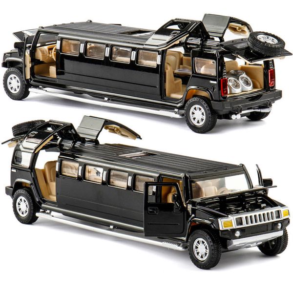 Hummer-coche en miniatura de aleación de edición extendida, luz con sonido y eco, juguete para niños que se puede abrir, regalo de cumpleaños