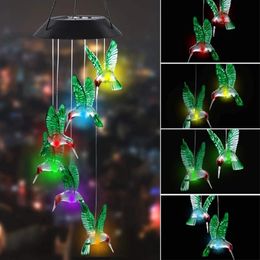 LED de colibrí a impermeabilizar la luz al aire libre Color de colección de potencia solar, patio de viento solar, lámpara de decoración del jardín del hogar 240425