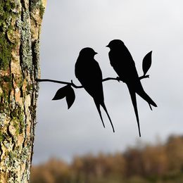 Colibri arbre métal Art et décoration de jardin de cour oiseaux d'amour extérieur signe d'oiseau décor 220721