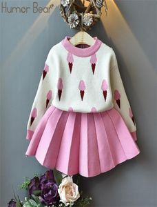 Humor Bear 2020 Winterkinderen Kledingsets Kerstmis Kerstkleding Pak 2pcs SweaterPleated Dress Kinderkleding Outfits X08256889